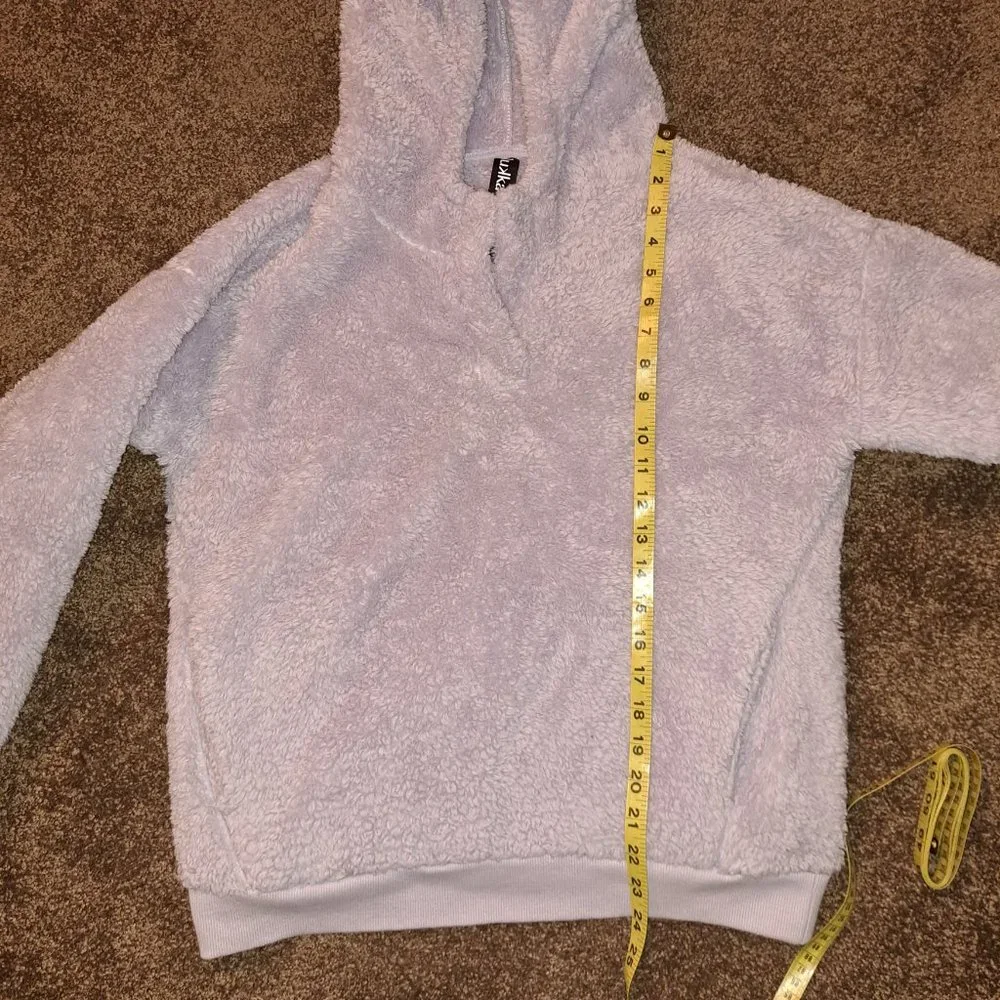 LUKKA LUX Women's Purple Fleece Cozy Sherpa Hoodie 1/4 Button Size Small - Picture 4 of 9